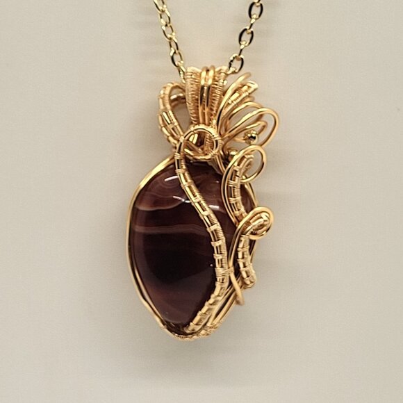 Carnelian  Agate Wire  Wrapped Pendant- Necklace - Picture 1 of 4